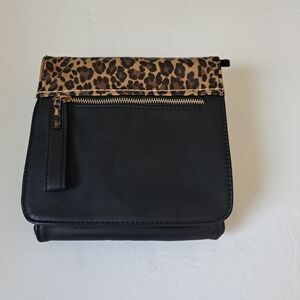 Clarks Black and Leopard Print Crossbody Bag